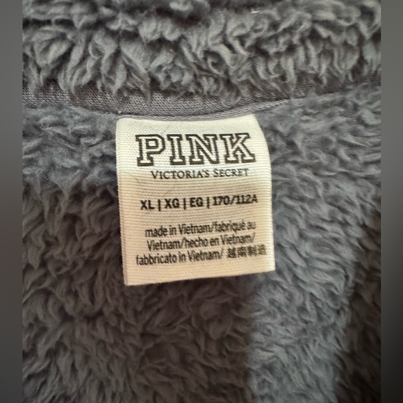 Victoria's Secret Pink Oversize Teddy Half Zip Color Gray Size XL - Picture 5 of 7